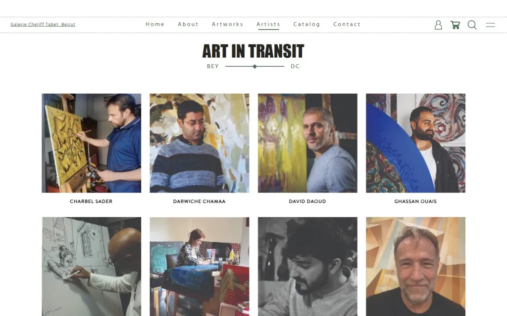 Arts in Transit artist listing page with photos and names of the participating artists