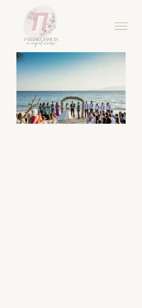 Parakosmos Events homepage on a mobile phone